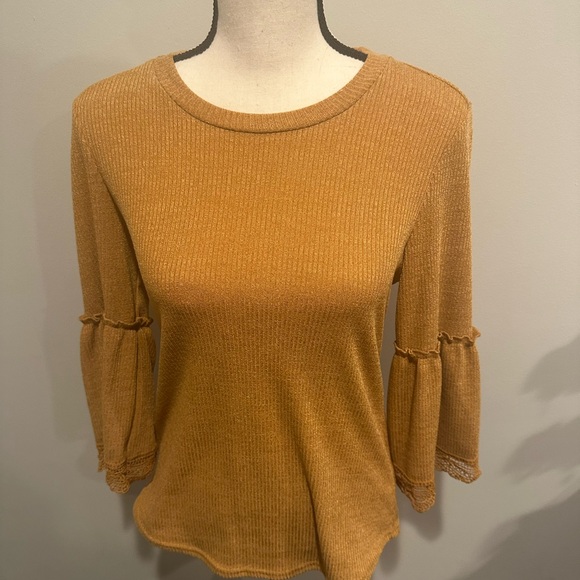 Listicle Mustard Bell-Sleeve Knit Top - Picture 2 of 4